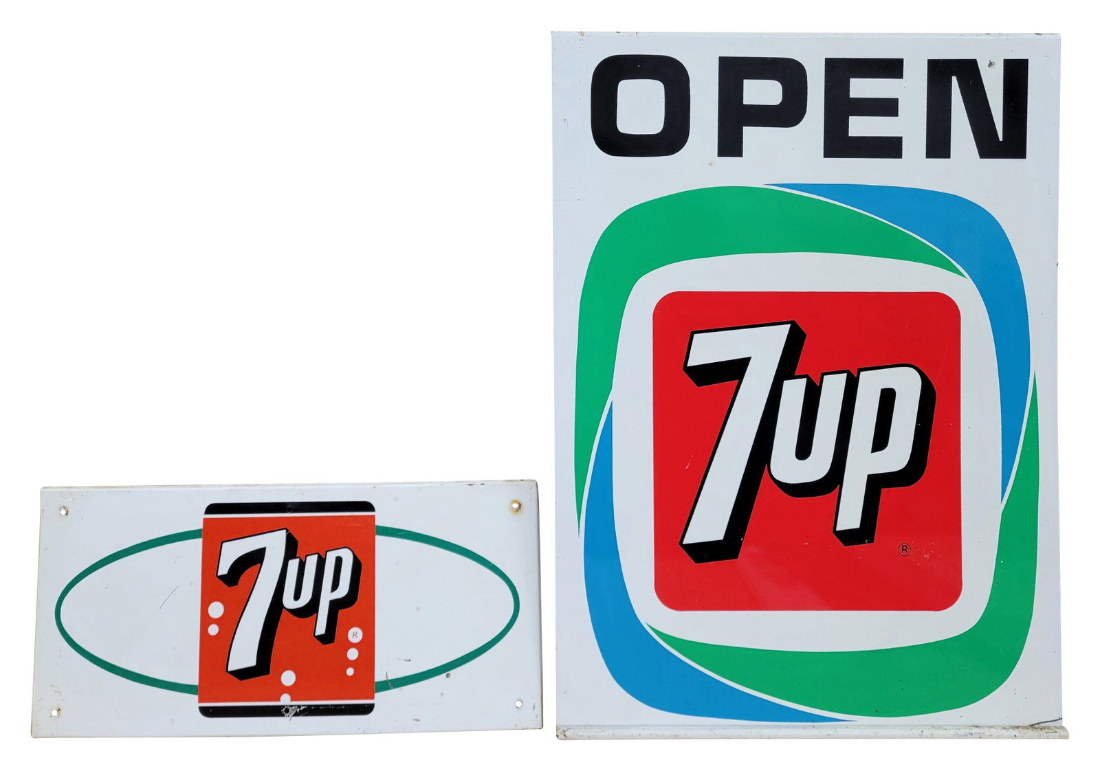 Lot of 2 Tin 7Up Signs (1 of 2)