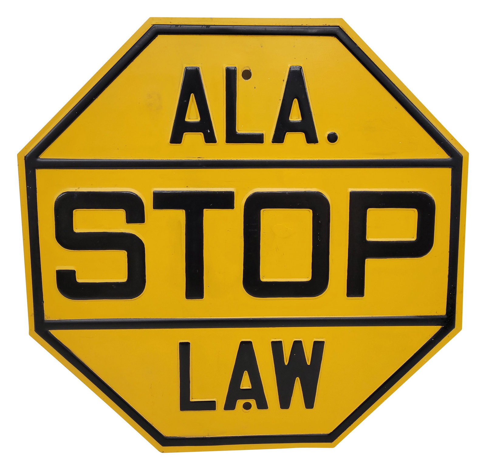 Restored STOP Alabama Law Embossed Metal Road Sign (1 of 2)
