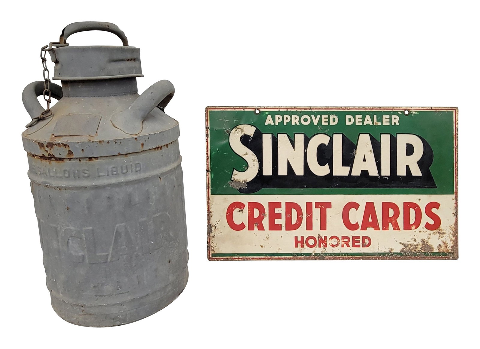 Sinclair Credit Cards Honored SST Sign And Sinlair Oil Can (1 of 3)