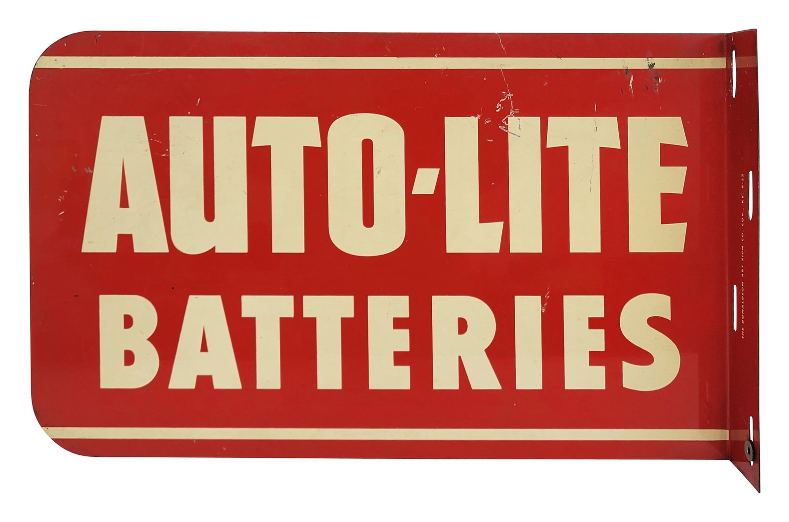 Auto Lite Batteries Double Sided Tin Flange Sign (1 of 3)