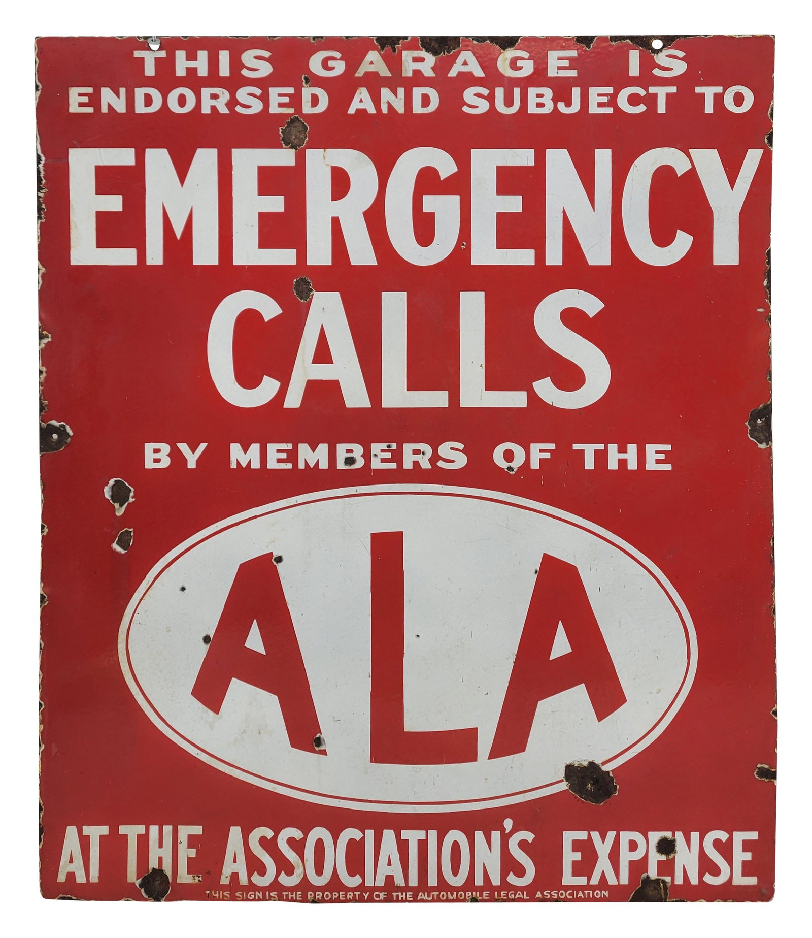 ALA Emergency Calls Double Sided Porcelain Sign (1 of 2)
