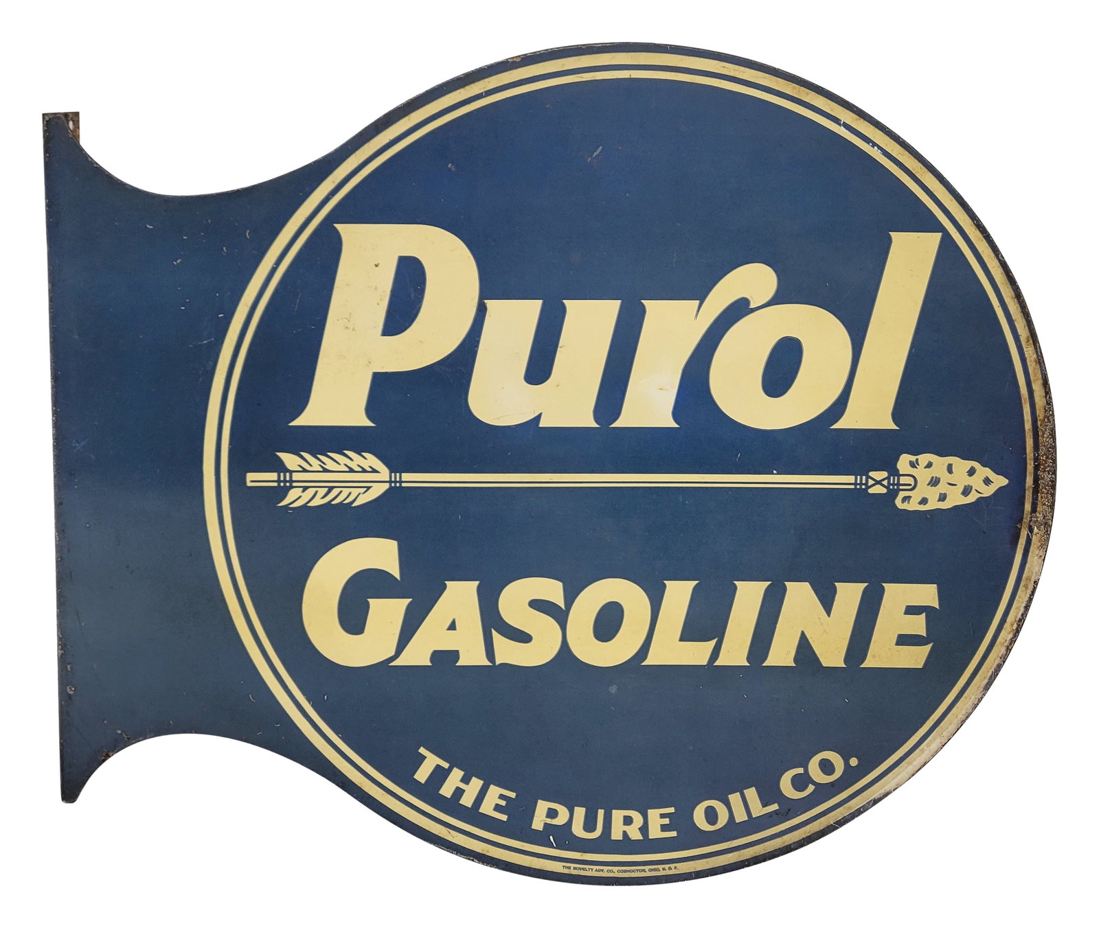 Purol Gasoline Double Sided Tin Flange Sign (1 of 3)