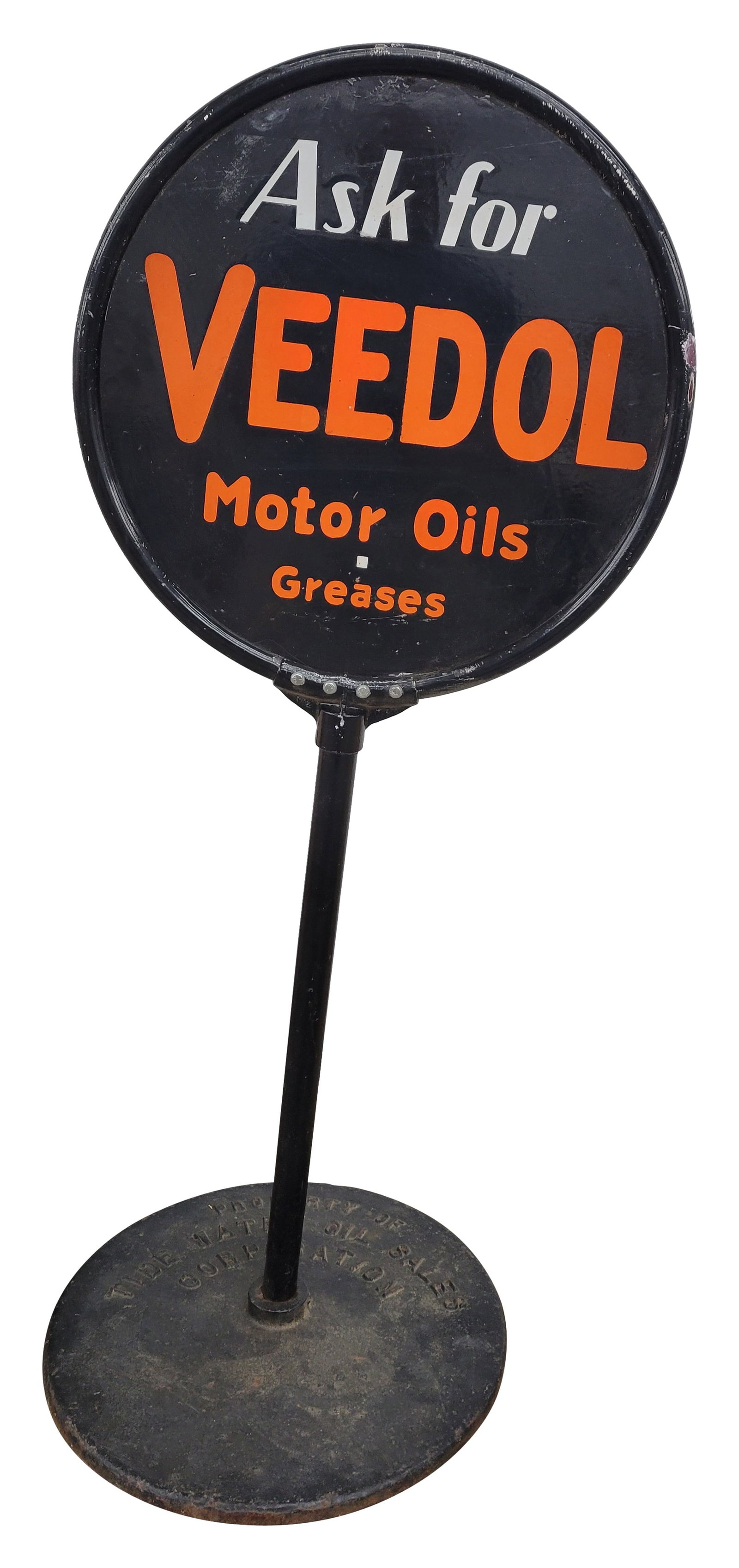 Ask For Veedol Motor Oils Greases Porcelain Lollipop Sign (1 of 3)