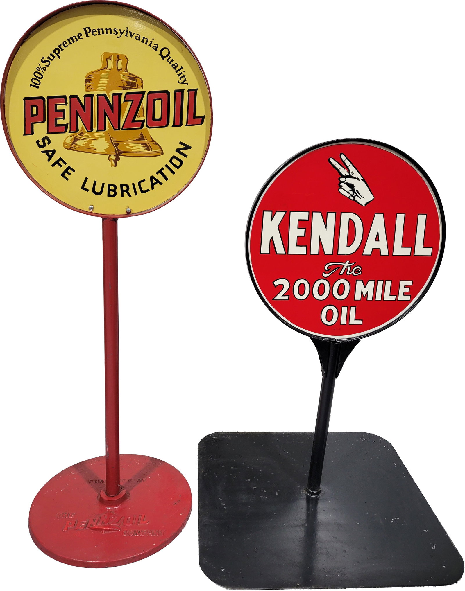 Reproduction Kendall and Pennzoil Lollipop Curb Signs (1 of 3)