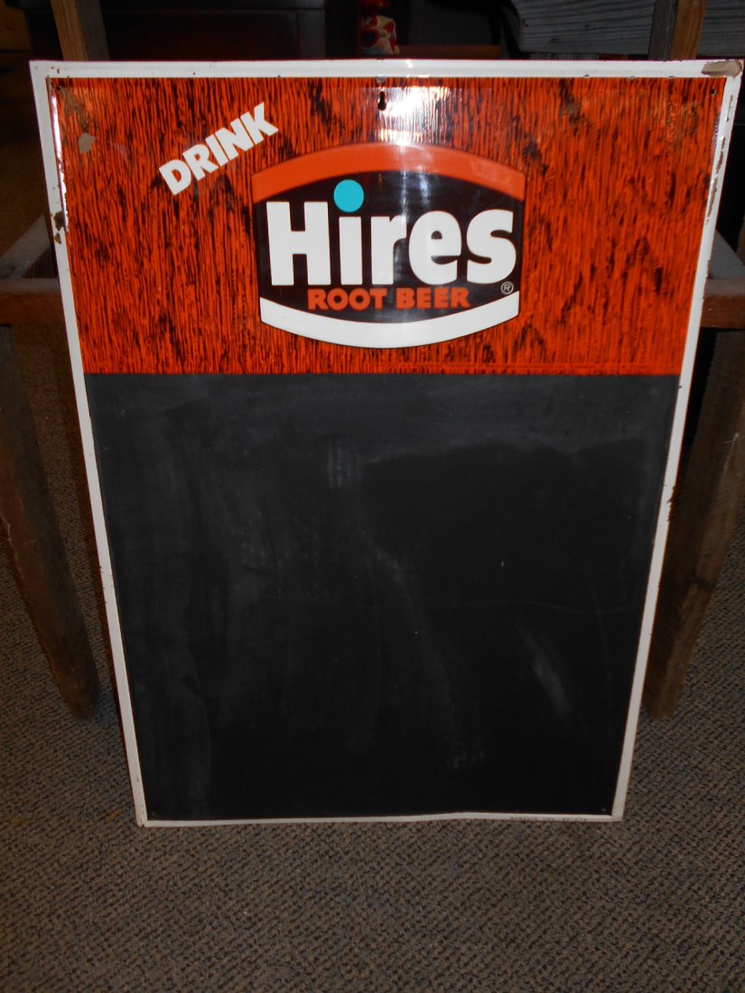 Hires Root Beer Menu / Chalk Board: 19.5" x 27.5" Hires menu board. Has some spots around the edge where paint is missing.