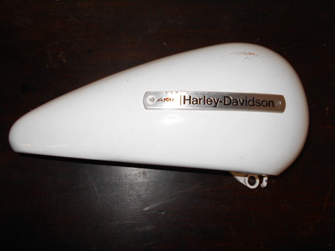 White AMF Harley Davidson Gas Tank: White Harley gas tank with a few scuff on the tank