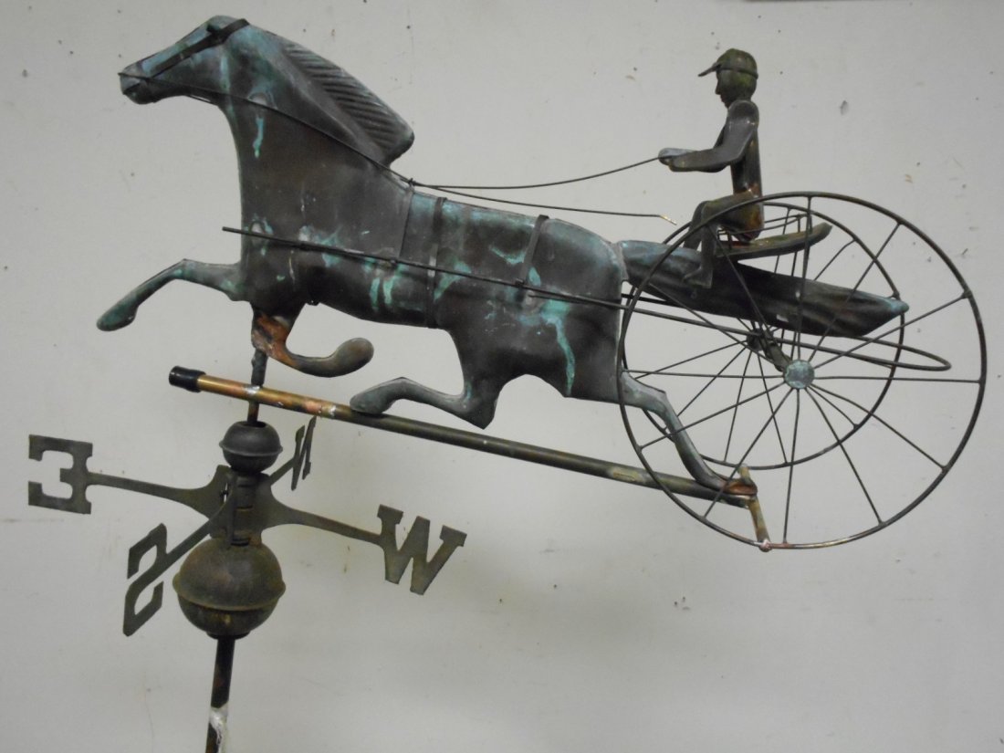 Antique Copper Weathervane Horse & Sulky