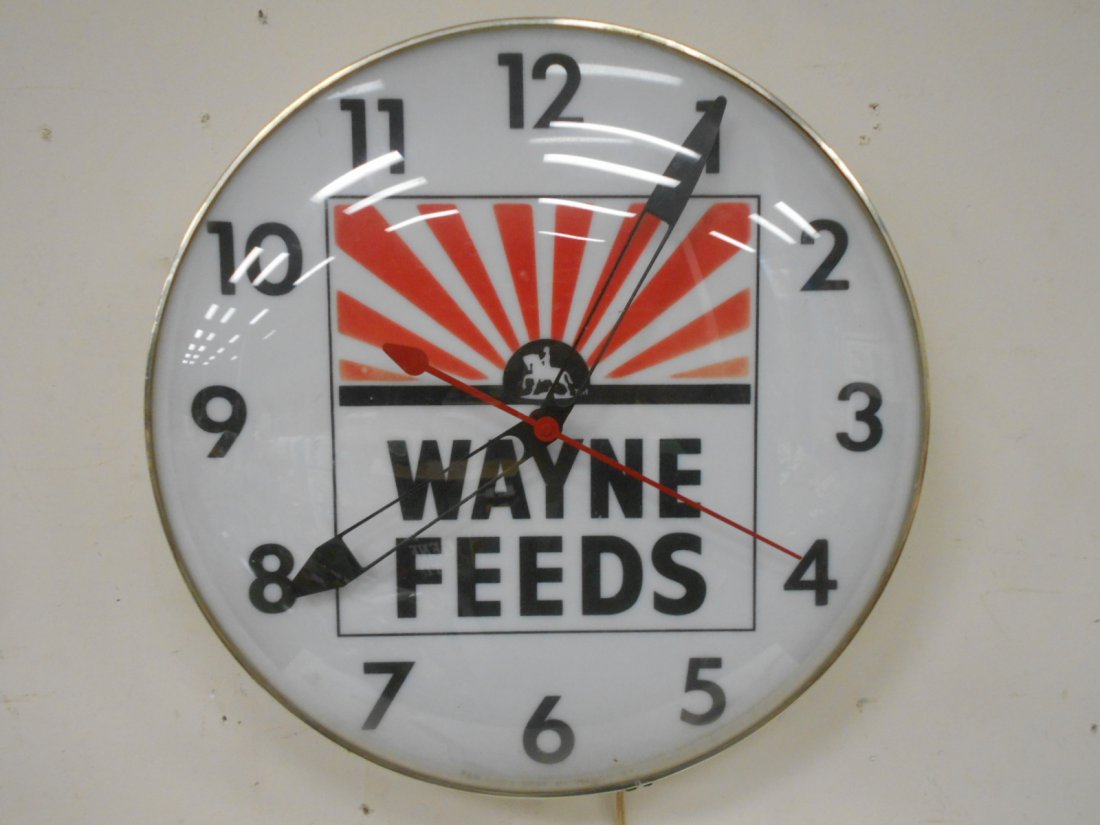 Wayne Feeds Pam clock: Original 15" Pam clock with some fading on the clock face. Displays well.