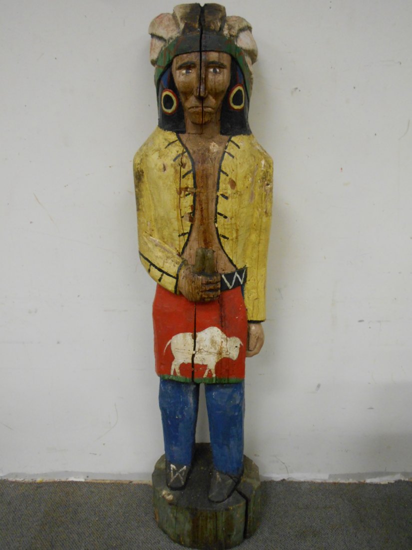 Cigar Store Indian: Wooden 65" cigar store Indian. Original paint.