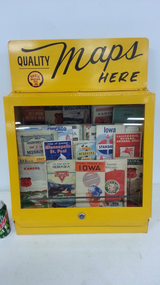 Petroliana service station maps display cabinet (1 of 4)