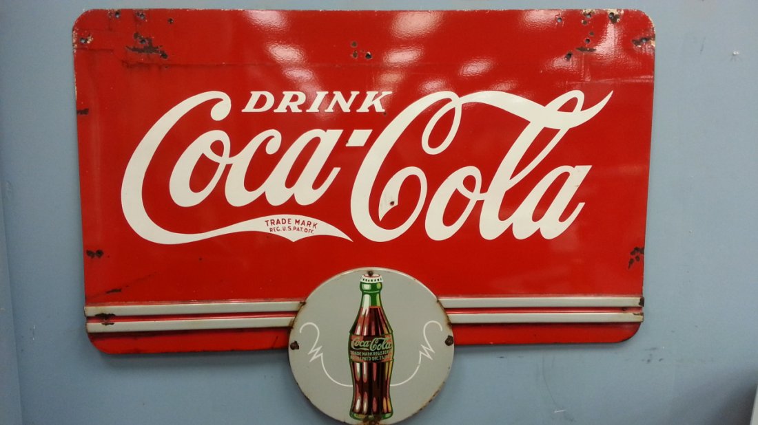 1930's Coca Cola Porcelain 2 sided advertising sign (1 of 4)