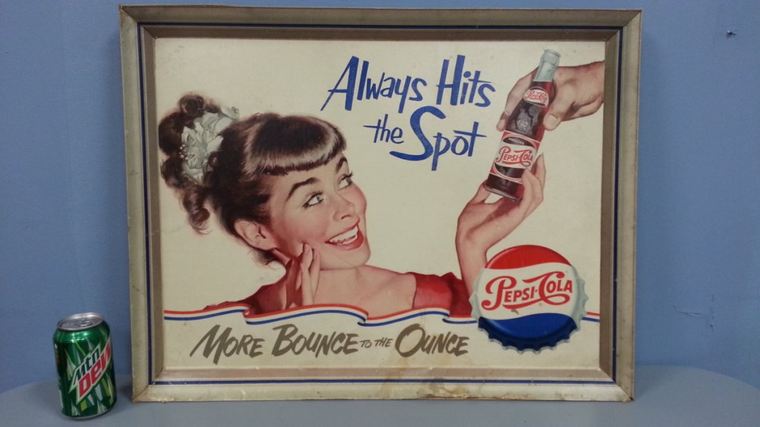 1951 Self framed Pepsi cardboard advertising sign (1 of 3)