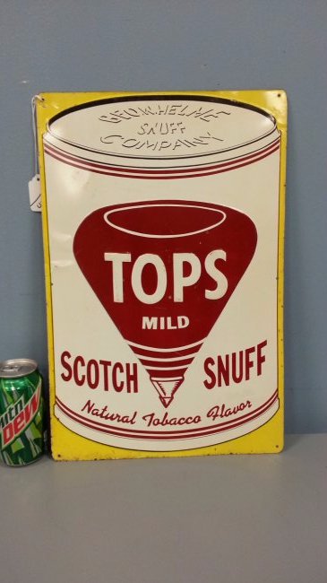 Embossed TOPS Snuff tin advertising sign (1 of 1)