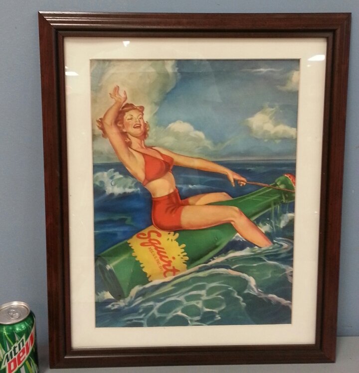 Framed Pinup Girl Squirt Advertising picture (1 of 1)
