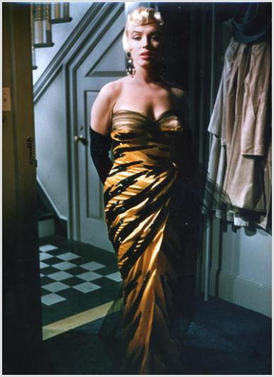Marilyn Monroe in Tiger Print Dress Photo by Sam: Description of image: Marilyn Monroe on the set of "The Seven Year Itch", 20th Century Fox, Hollywood, CA, 1954. Sam Shaw photographed Marilyn throughout the filming of "The Seven Year Itch", taking c