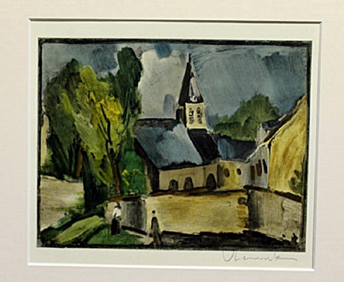 Church At Bougival - Maurice De Vlaminck - Lithograph: Lithograph by Maurice De Vlaminck. Maurice de Vlaminck was a French painter. Along with André Derain and Henri Matisse he is considered one of the principal figures in the Fauve movement, a group of