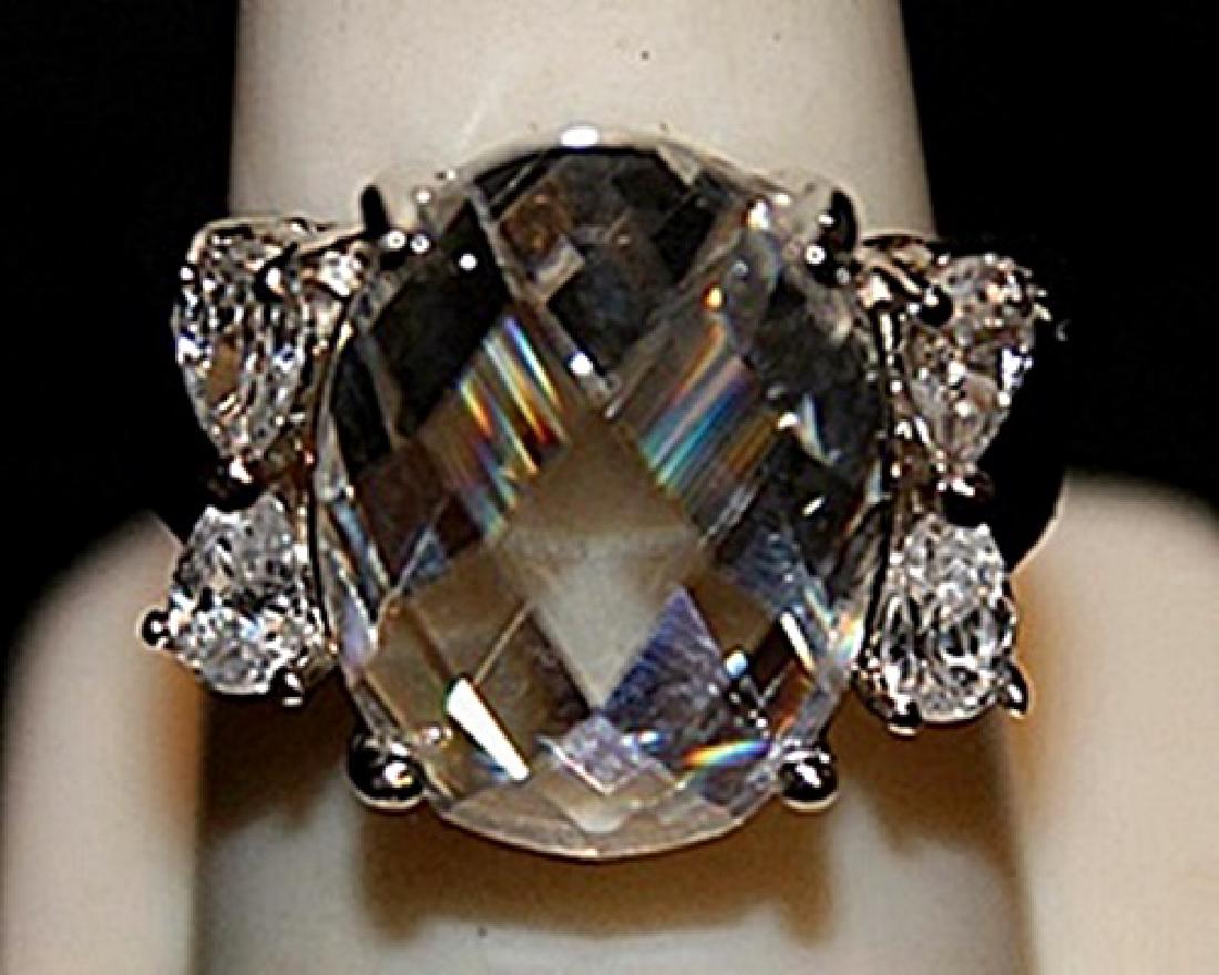Gorgeous White Spinel & Topaz SS Ring. (567L) (1 of 2)