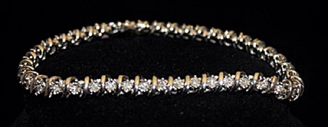 Fancy Silver Bracelet with Diamonds (175I) (1 of 2)