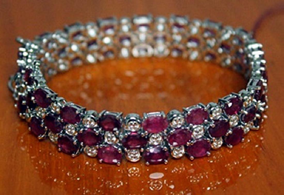 Beautiful Sterling Silver Bracelet with Ruby and (1 of 1)
