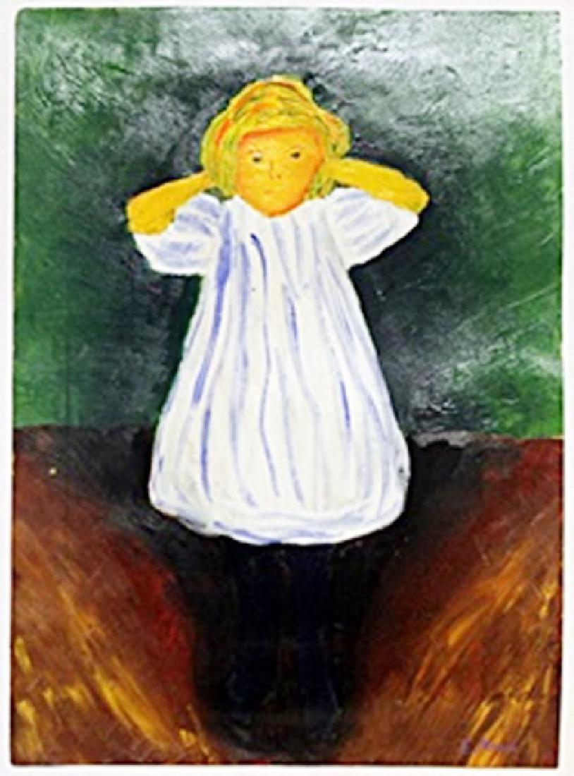 The Child - Edvard Munch: Pastel Drawing in the manner of Edvard Munch, bearing a signature, Size Approx. 16 x 11 In