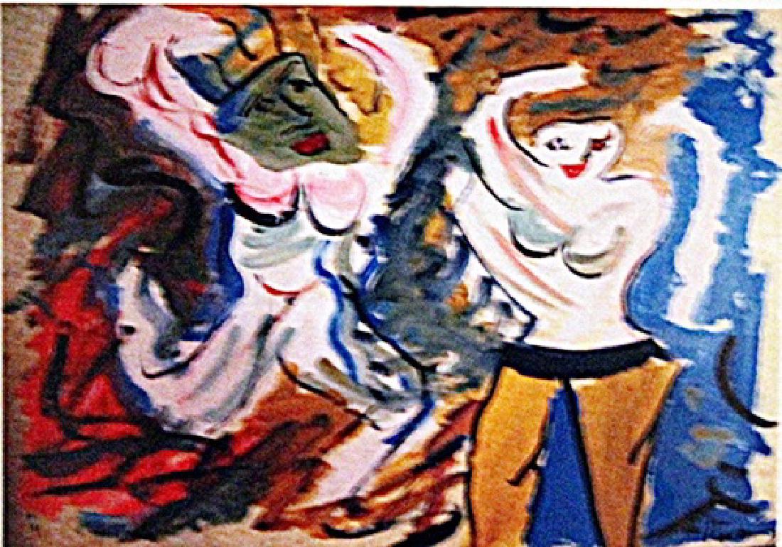 Willem De Kooning - Two Woman: Oil on paper in the manner of Willem De Kooning "Two Women", circa 1990, private collection, unframed dimensions approximately 19x14. Willem de Kooning, (born April 24, 1904, Rotterdam, Netherlands—