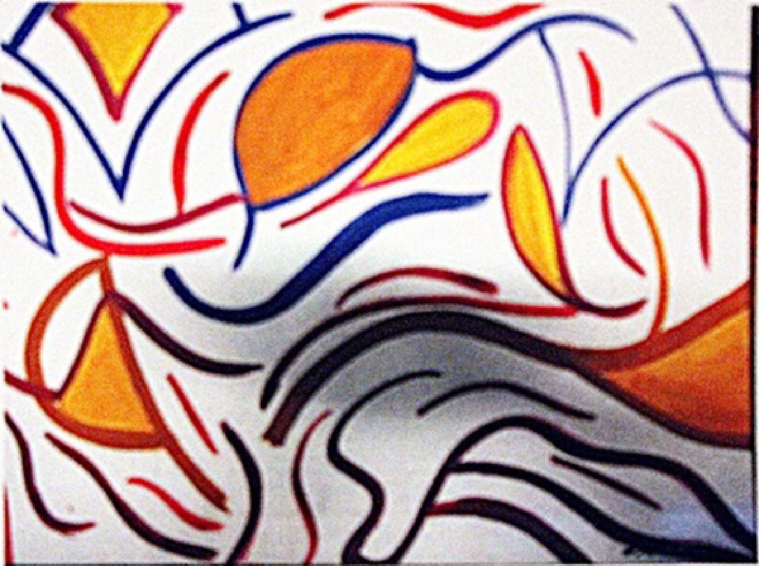 Willem De Kooning - Untitled: Oil on paper in the manner of Willem De Kooning "Untitled", circa 1977, private collection, unframed dimensions approximately 18x13. Willem de Kooning, (born April 24, 1904, Rotterdam, Netherlands—d