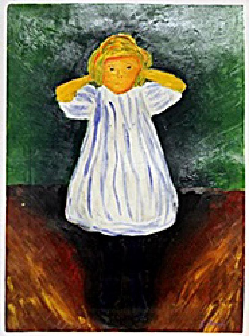 The Child - Edvard Munch: Pastel Drawing in the manner of Edvard Munch, bearing a signature, Size Approx. 16 x 11 In