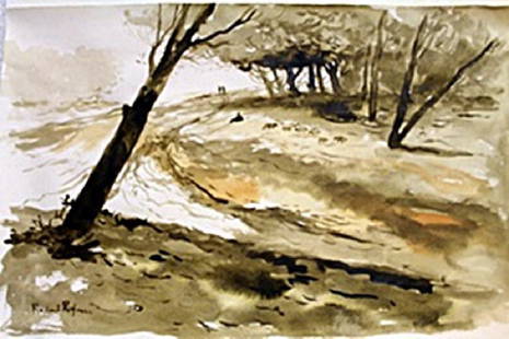 Watercolor Painting on Paper -Roelant Roghman: Warercolor Painting on Paper, bearing a signature, Size Approx. 14 x 1