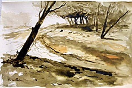 Watercolor Painting on Paper -Roelant Roghman: Warercolor Painting on Paper, bearing a signature, Size Approx. 14 x 1