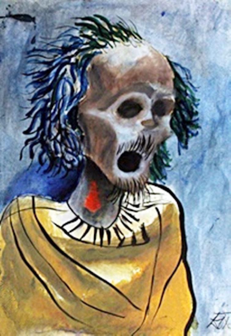 Morte 1935' - Oil on Paper - Otto Dix: Oil Painting on Paper attributed to Otto Rix, bearing a signature, Size Approx 16 x 11 Inches