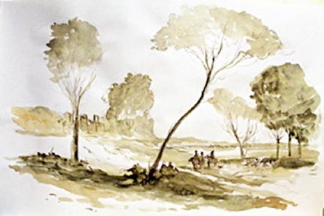 Watercolor Painting on Paper -Roelant Roghman: Warercolor Painting on Paper, bearing a signature, Size Approx. 14 x 2
