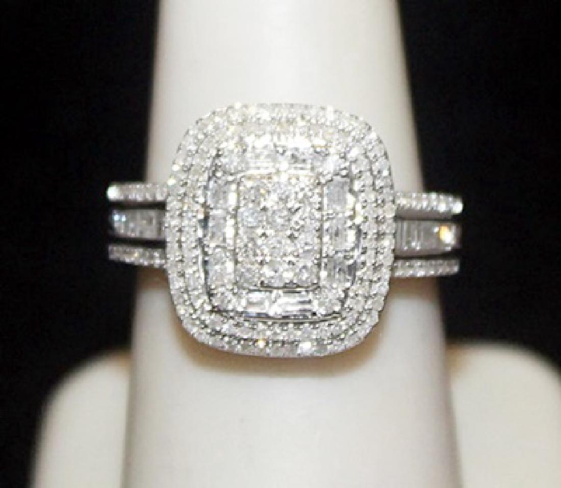 Lady's Fancy Silver Ring with Cluster Diamonds (144I) (1 of 2)