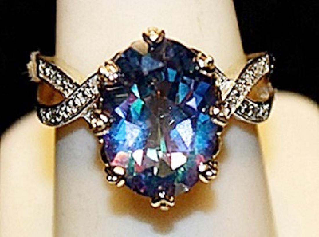 Fancy Lab Alexandrite Sterling & White Topaz SS Ring. (1 of 2)