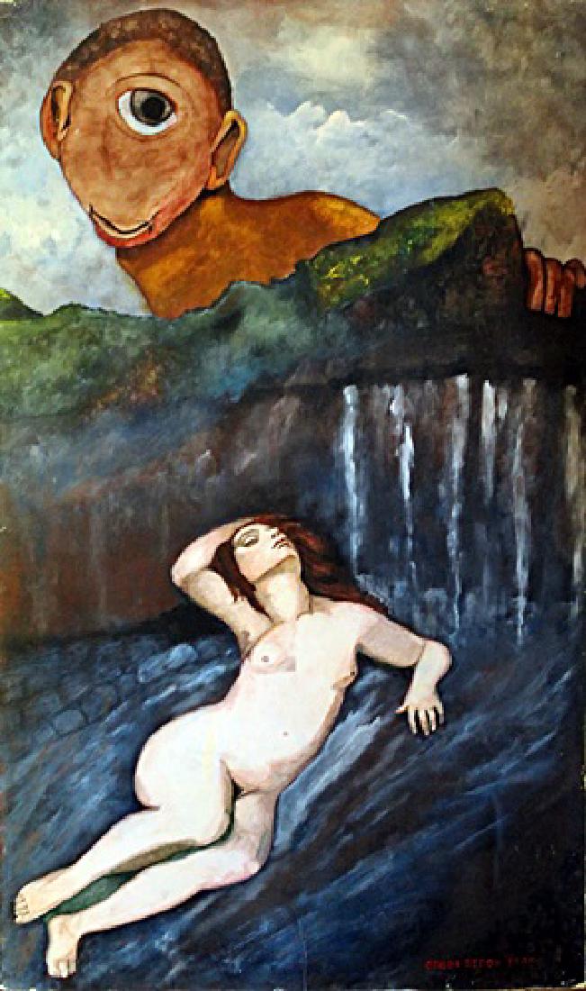 Oil on Canvas - Odilon Redon: Oil on Canvas in the manner of Odilon Redon. Redon started drawing as a young child, and at the age of 10 he was awarded a drawing prize at school. At age 15, he began formal study in drawing but on t