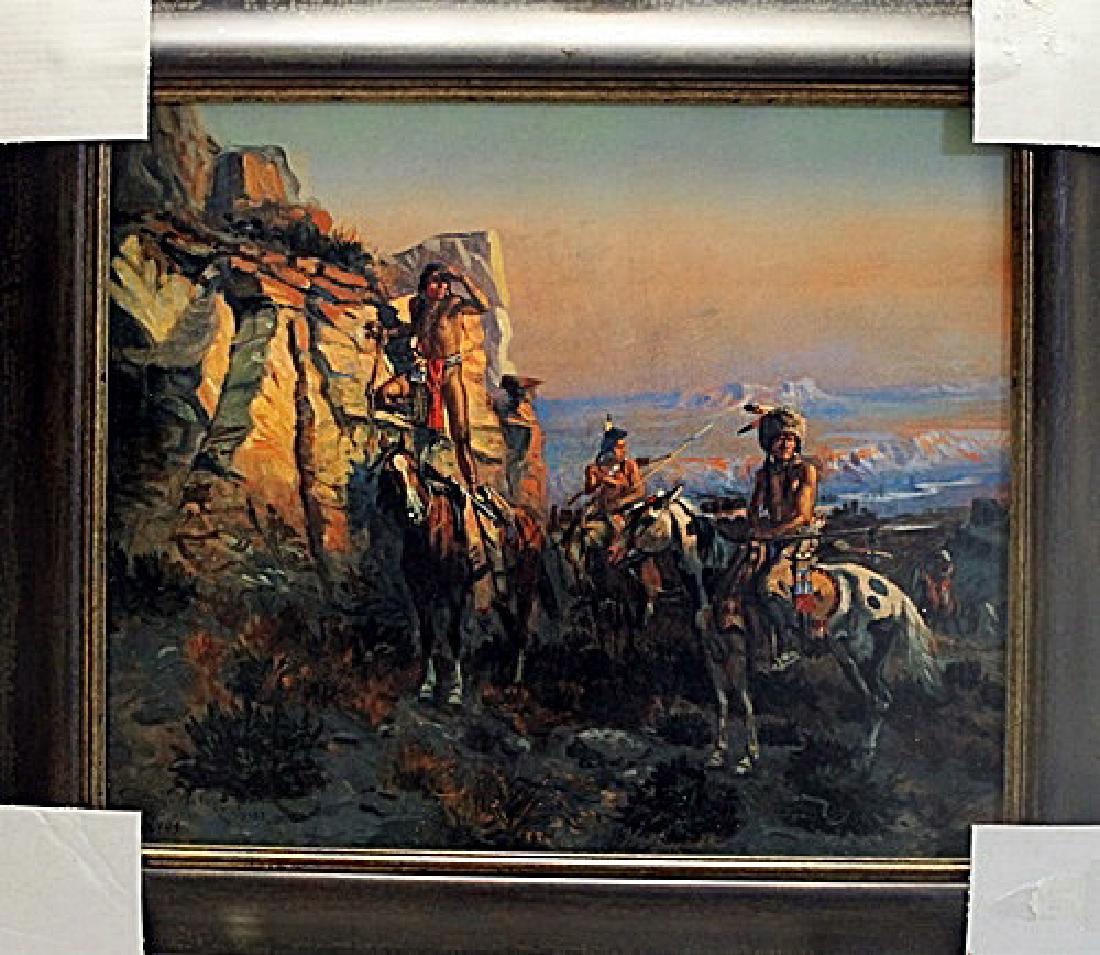 Framed Giclee On Canvas "Trouble Hunters" Charles M. (1 of 2)