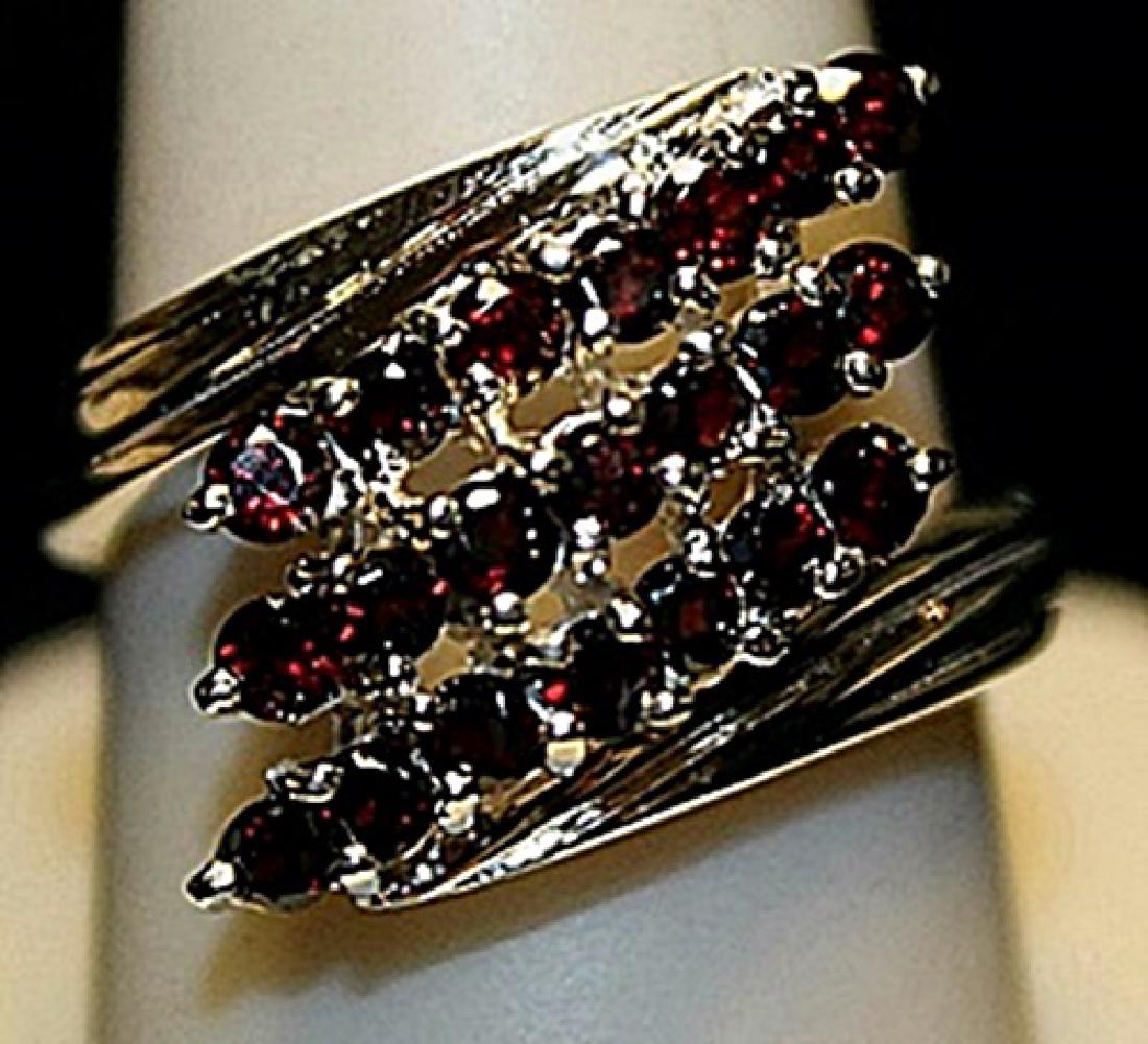 Fancy Pigeon Blood Rubies Sterling Silver Ring. (171L) (1 of 2)