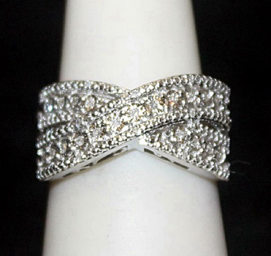 Lady's Fancy Silver Ring with Diamonds (149I) (1 of 2)