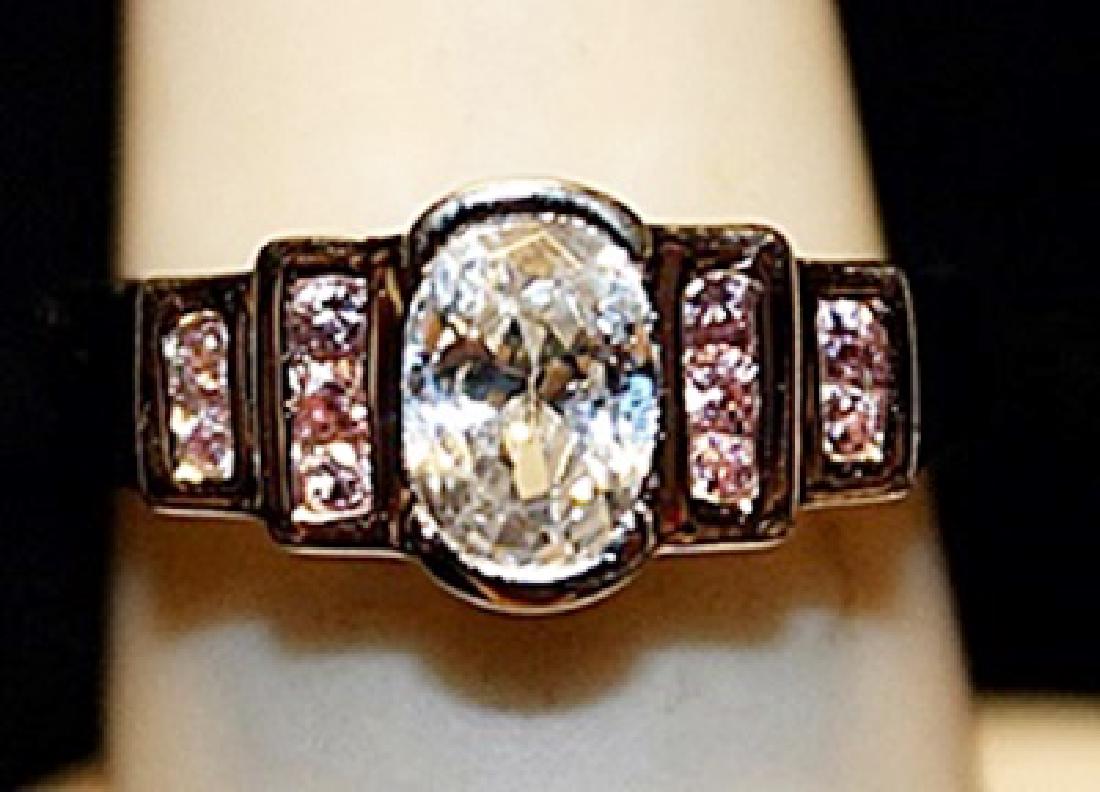 Gorgeous White Sapphire & Pink Sapphires SS Ring. (1 of 2)