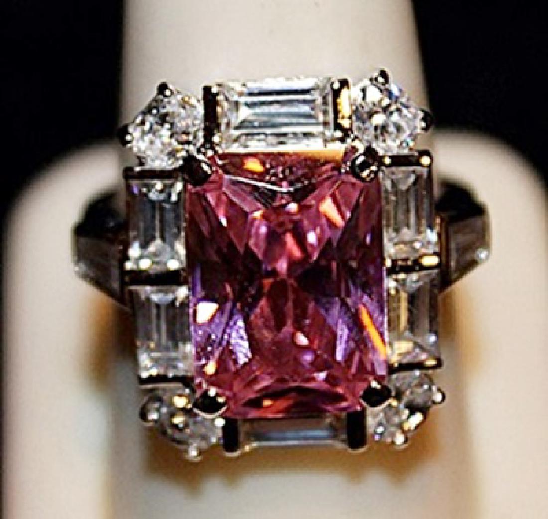 Gorgeous Pink Sapphire & White Topaz SS Ring. (564L) (1 of 2)