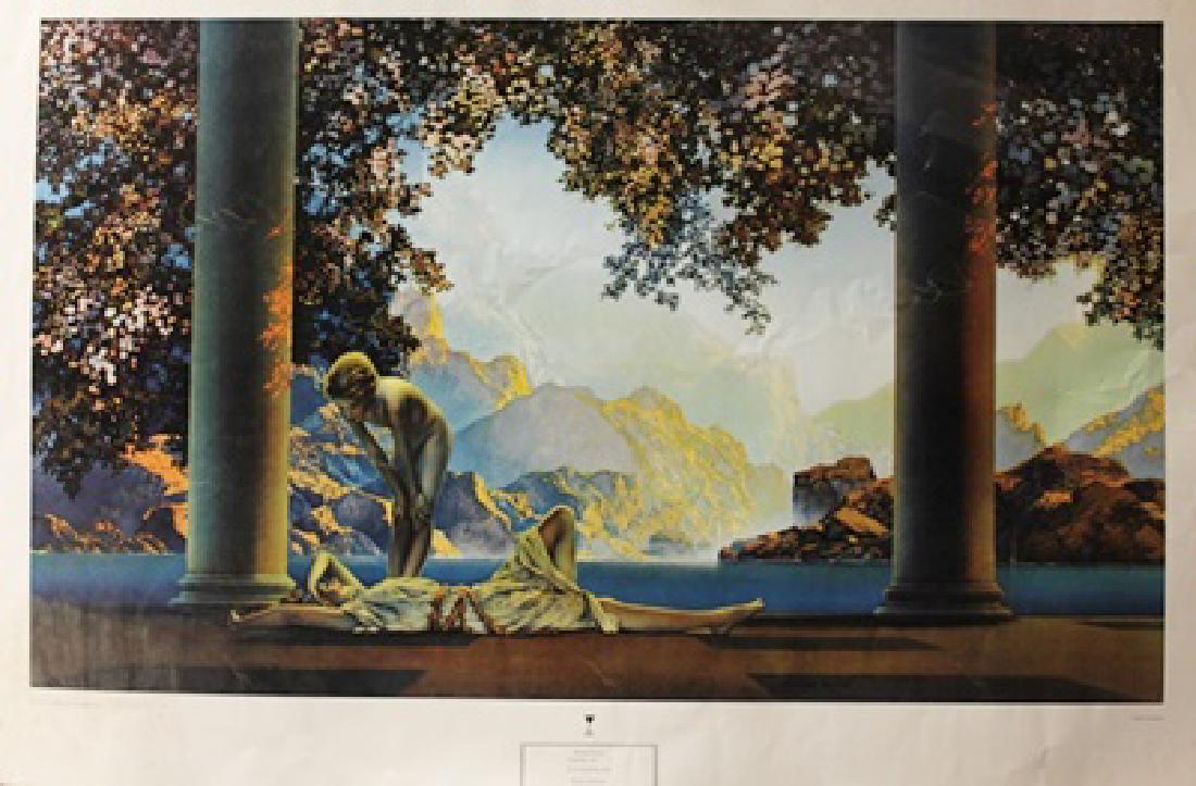 Daybreak - Maxfield Parrish - Lithograph: Lithograph by Maxfield Parrish. Maxfield Parrish was an American painter and illustrator active in the first half of the 20th century. He is known for his distinctive saturated hues and idealized neo-