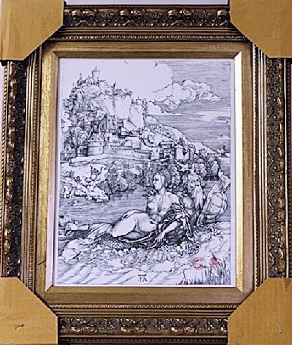 Framed Albrecht Dürer-The Sea Monster Engraving (1 of 2)