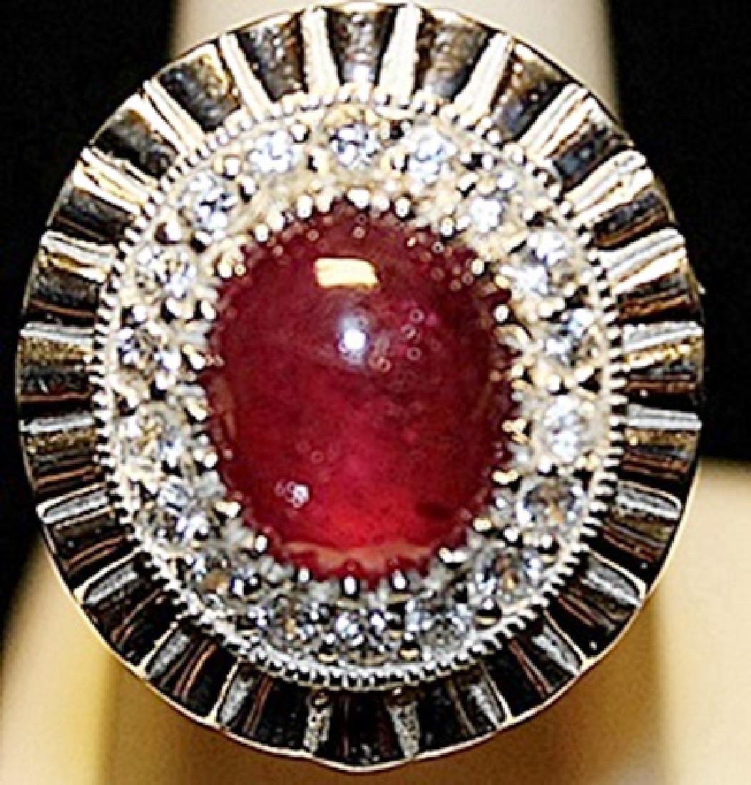 Gorgeous Ruby with White Sapphires SS Ring. (254L) (1 of 2)