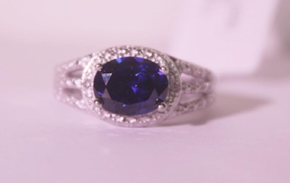 Exquisite Sterling Silver Ring with Blue Sapphire (1 of 3)
