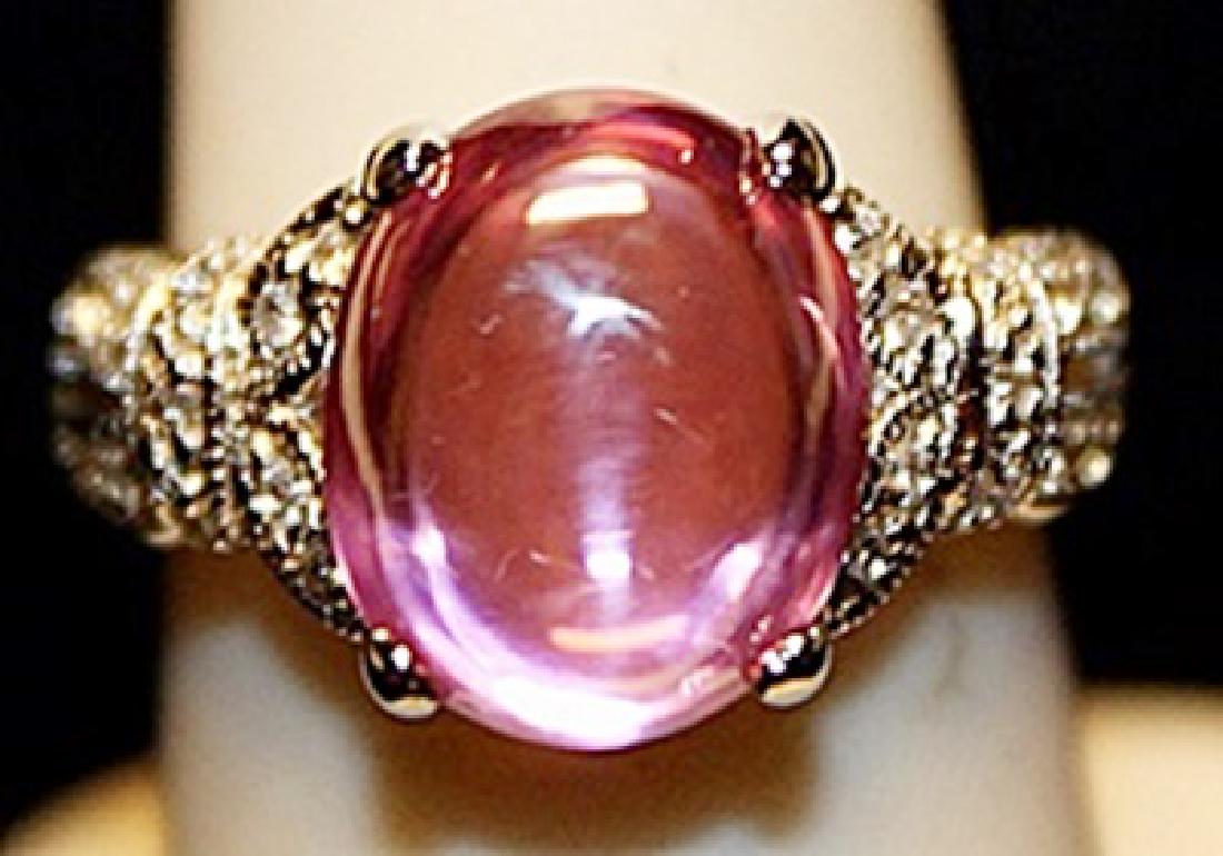 Gorgeous Pink Lav Sapphire & White Topaz SS Ring. (1 of 2)