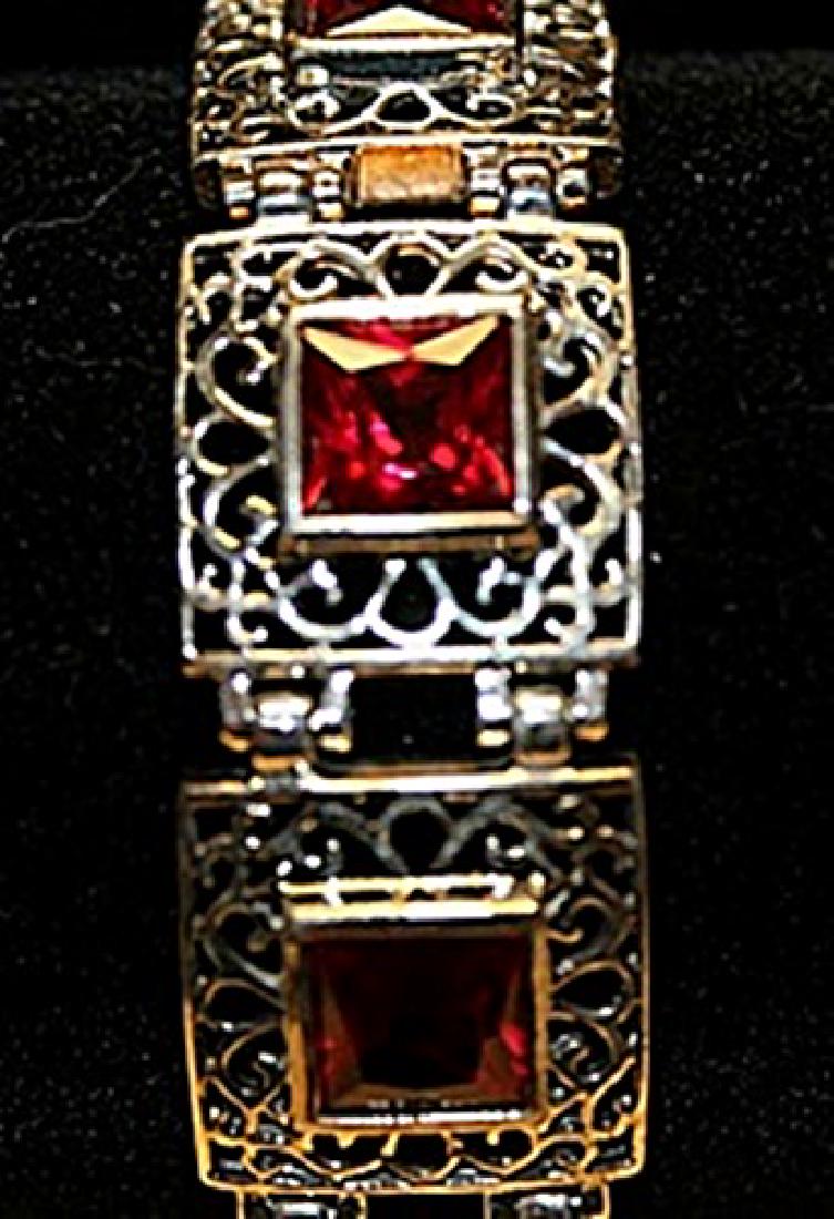 Fancy Rose Garnets SS Bracelet. (1 of 1)