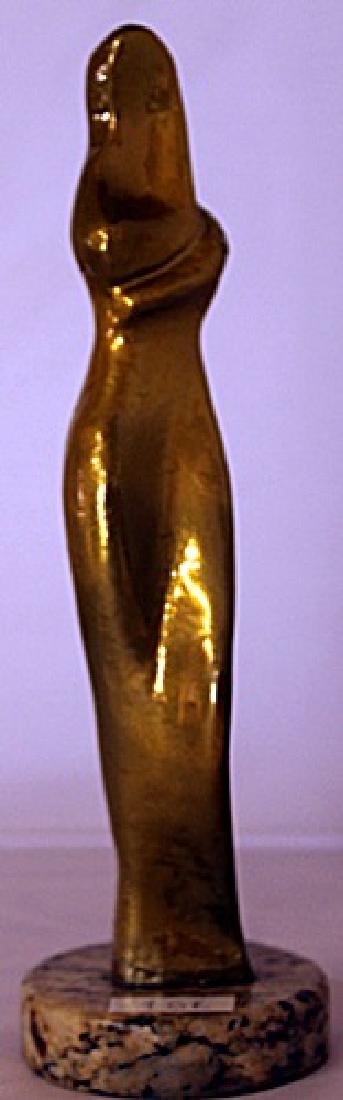 Gold over Bronze Sculpture - after Alexander Archipenko: Gold Over bronze Sculpture, Size Approx. 10" x 3" x 3" in.