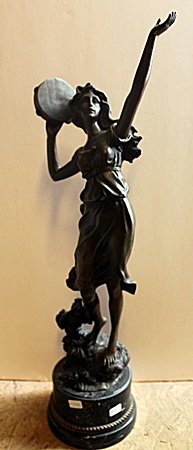"Dancer" Bronze Recast Sculpture After Moreau (57ZU): "Dancer" Bronze Recast Sculpture After Moreau, size approx. 18 x 5 in. Auguste Moreau was born in 1834 in Paris. He was the son of Jean-Baptiste Moreau, a French sculptor, who also worked as a painte