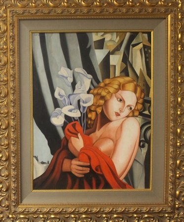 Oil on Canvas by Tamara de Lempicka (35H): Oil on Canvas by Tamara de Lempicka; signed, size approx. 43 1/2 x 36 in. Tamara ?empicka, commonly known as Tamara de Lempicka (16 May 1898 – 18 March 1980) was a Polish Art Deco painter and "the f