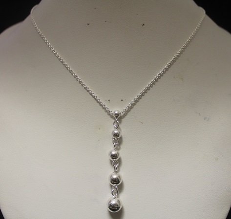 Fine T & Co. Balls Dangling Silver Necklace (236N): Fine T & Co. Balls Dangling Silver Necklace; size approx. 16 in.