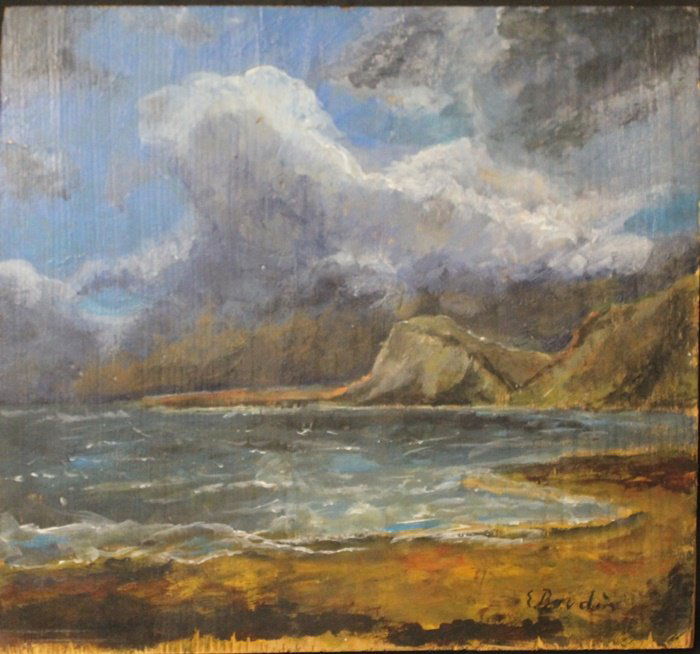 Oil on Wood By E. Boudin: Oil on Wood By Eugene Boudin; Original; Signed & Dated; Size Approx. 9x8 in.